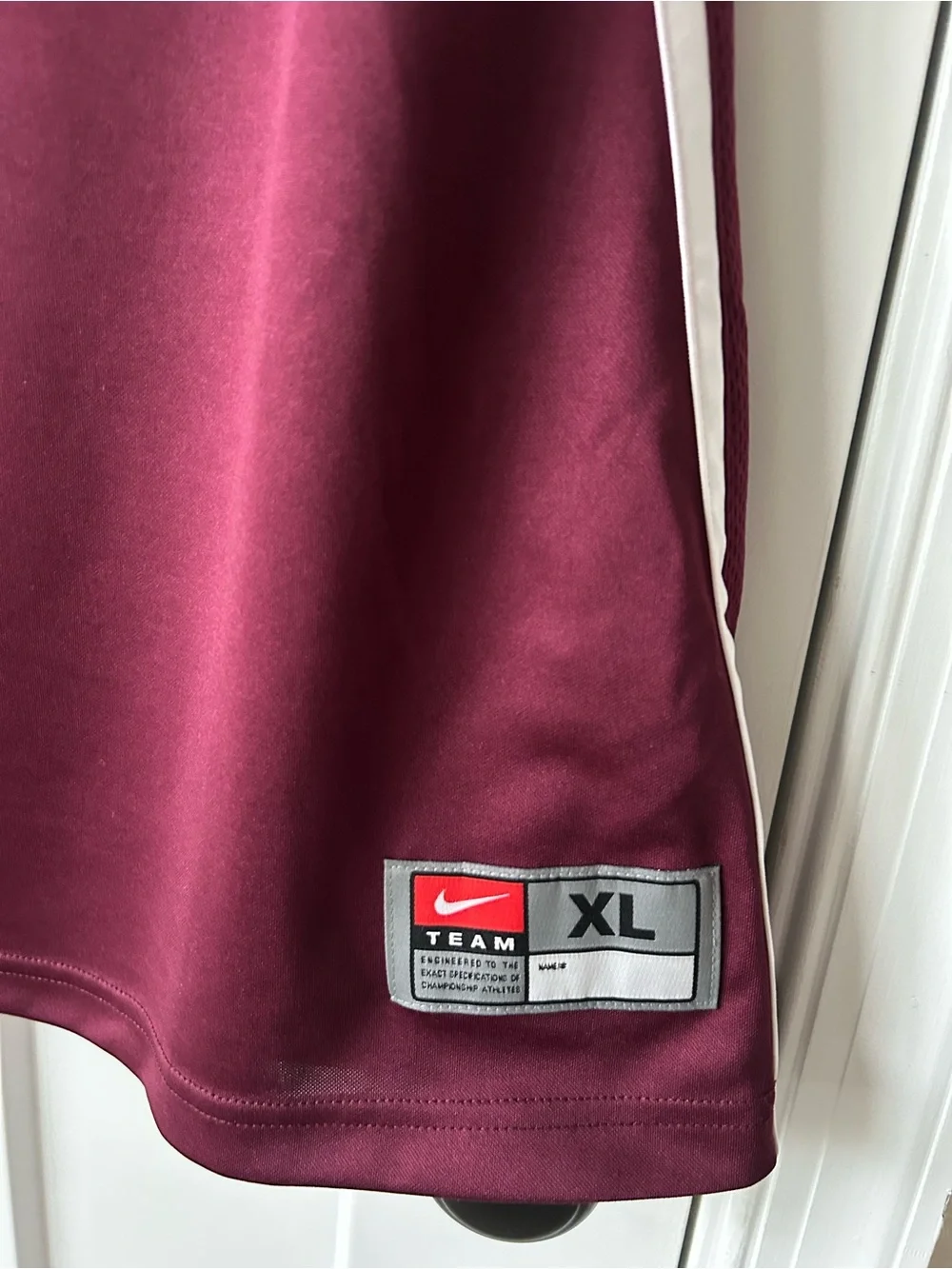 Nike Women's Maroon Sleeveless Basketball Jersey with White Side Stripes